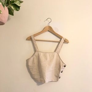 Marine Layer Andi Cropped Linen Tank